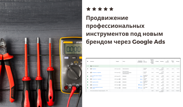 Продвижение профессиональных инструментов под новым брендом через Google Ads