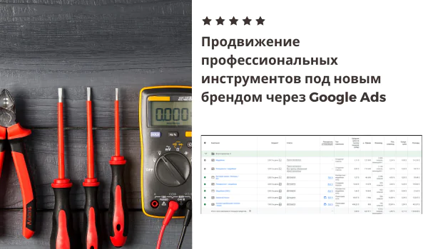Продвижение профессиональных инструментов под новым брендом через Google Ads